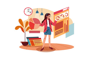 Young woman with cellphone for contact with people