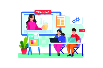 Training Courses Illustration Concept. Flat illustration isolated on white background.