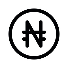 Illustration vector graphic icon of Nigeria Naira currency. Line style icon. Vector illustration isolated on white background. Perfect for website or application design.