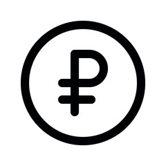 Illustration vector graphic icon of Russia Ruble currency. Line style icon. Vector illustration isolated on white background. Perfect for website or application design.