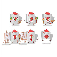 Artistic Artist of remi card diamond cartoon character painting with a brush