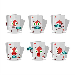 Photographer profession emoticon with remi card diamond cartoon character