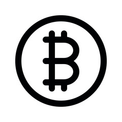 Illustration vector graphic icon of Bitcoin Crypto currency. Line style icon. Vector illustration isolated on white background. Perfect for website or application design.