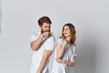 young couple fashion white t-shirt mocap advertising