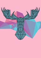 ELK HEAD LOW POLY BACKGROUND ANIMALS WILD NATURE