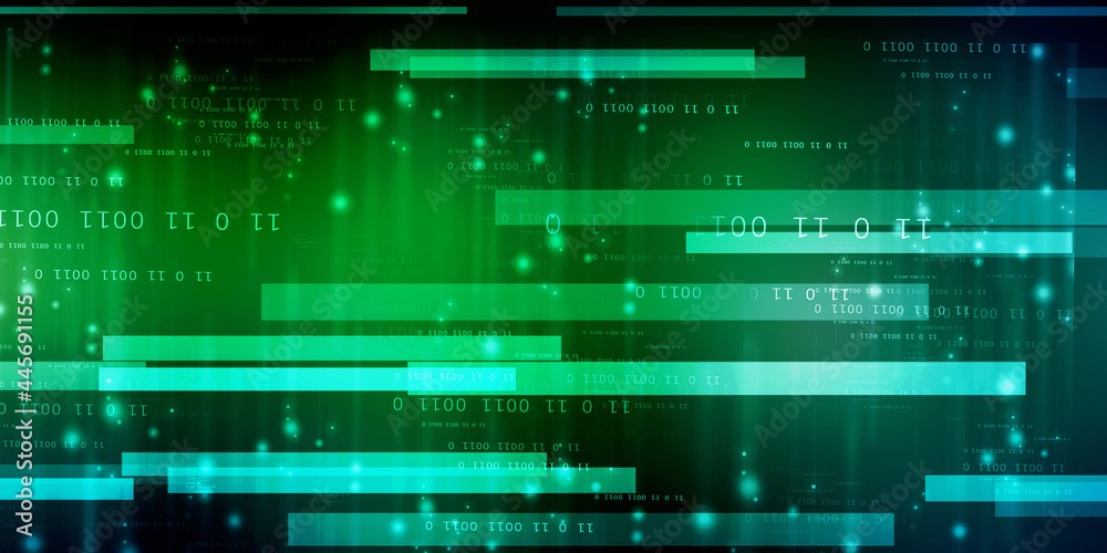 Poster 2d illustration abstract digital binary data on computer screen