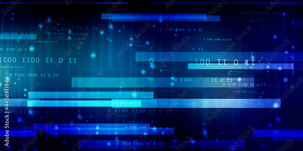 Poster 2d illustration abstract digital binary data on computer screen