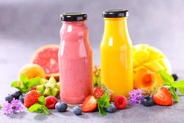 fresh fruit juice- smoothie in bottle