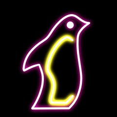 PENGUIN NEON LIGHT ON A BLACK BACKGROUND