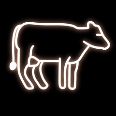 COW NEON LIGHT ON A BLACK BACKGROUND