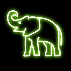 ELEPHANT NEON LIGHT ON A BLACK BACKGROUND