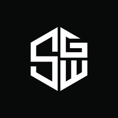 SGW logo SGW icon SGW vector SGW monogram SGW letter SGW minimalist SGW triangle SGW hexagon Circle Unique modern flat abstract logo design 
