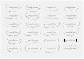ふきだし　あしらい　手書き　細線　アイコン　セット	