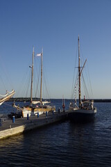 View to Tall ships on the dock during Tallinn Maritime Days - Marine festival in Estonia in...