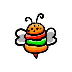 Unique Logo Design Combination of Bee and Burger