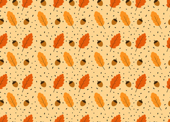 Abstract. Autumn pattern seamless season background. design for mask face, pillow, clothing, fabric, gift wrap. Vector.