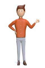 Fototapeta premium businessman standing with thumb up pose. happy businessman showing gesture approval. 3d illustration. 