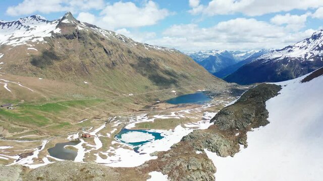 Aerial 4K, Val Viola in Valtellina, spring view	