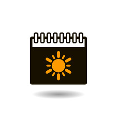 Summer calendar icon with shadow