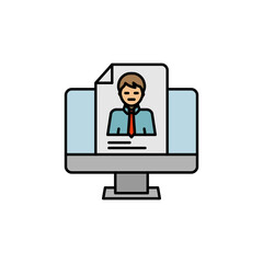 Fototapeta na wymiar curriculum line illustration colored icon. element of business illustration icons. Signs, symbols can be used for web, logo, mobile app, UI, UX
