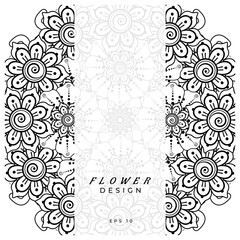 mehndi flower decorative ornament in ethnic oriental style. doodle ornament. outline hand draw.