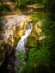 Little waterfall near the famous Kozjak waterfall (Slap Kozjak) - Kobarid, Julian Alps in Slovenia.