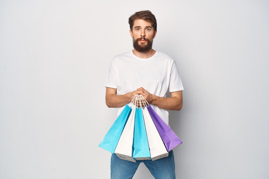 bearded man packages shopping discounts entertainment