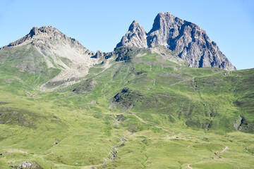 Meadows and mountains festivities in the Portalet mountain pass in the Aragonese Pyrenees bordering...