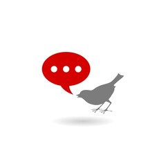 Bird with Speech Bubble icon with shadow