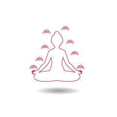 Woman in the yoga pose icon with shadow