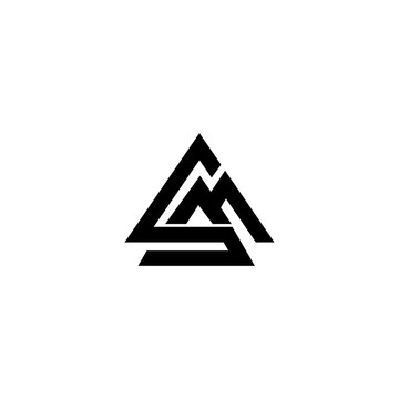 letter SM, MS triangle logo