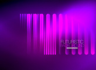 Bright neon color techno abstract background, shiny glowing neon lines in the dark background