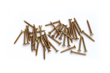 Screws on white background. Top view
