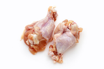 Fresh raw chicken wings (wingstick) on white background.