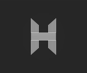 Letter H graceful logo design template. Line vector illustration. Premium elegant mark and icon. White interwoven stripes on a background. The dynamic design of lines for your corporate identity.