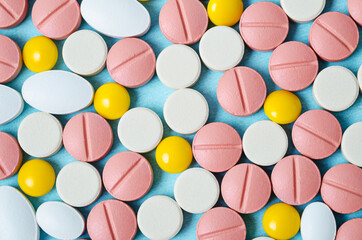 Many colorful pills.