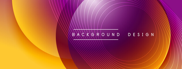 Fototapeta premium Gradient circles with shadows. Vector techno abstract background. Modern overlapping forms wallpaper background, design template