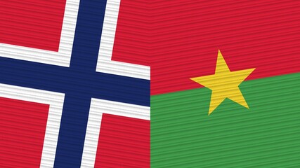 Burkina Faso and Norway Two Half Flags Together Fabric Texture Illustration