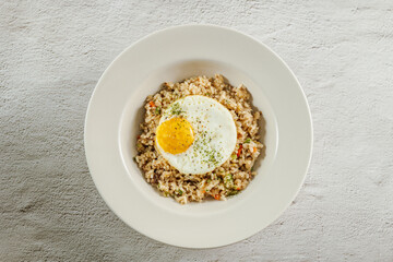 Delicious Steak Fried Rice with Fried Egg