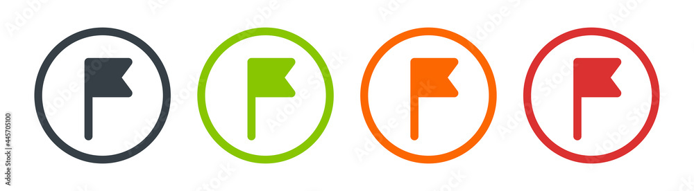 Poster flag icon set on circle sign.