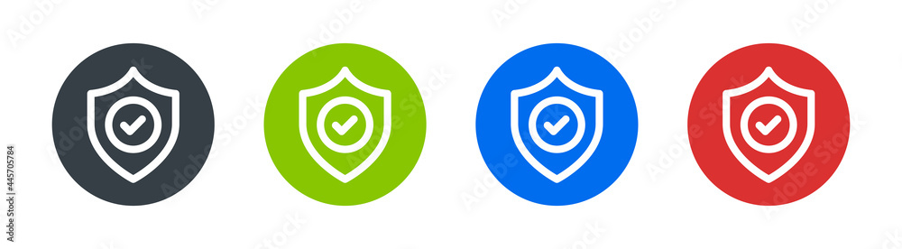 Poster Protection icon vector symbol. Shield with check mark for security concept and protected sign.