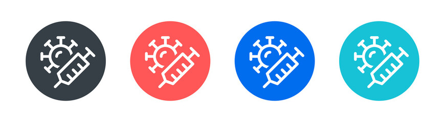 Medical syringe with virus icon set. Vaccination symbol. Vector illustration