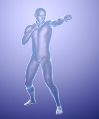 Fototapeta na wymiar Anatomy of boxing sport, 3D illustration