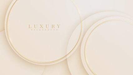Golden circle lines luxury sparkling on cream pastel color background, Illustration from vector about modern template design that feels precious and expensive.
