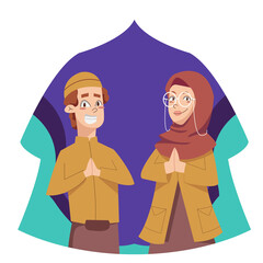 Greeting card Character Muslim couple Illustration 
