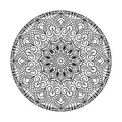 Mandala Motif Coloring Page art design. greeting card, sticker, lace pattern and tattoo. decoration for interior design. Vector circle of mandala with floral ornament pattern.