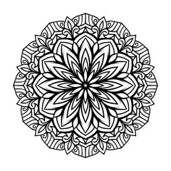 Flower Mandala Coloring Book Page. Vintage decorative elements. Oriental pattern, vector illustration. Islam, Arabic, Indian, moroccan,spain, turkish, pakistan, chinese