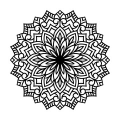 Mandala Coloring book page art design with white background. greeting card, sticker, lace pattern and tattoo. decoration for interior design.