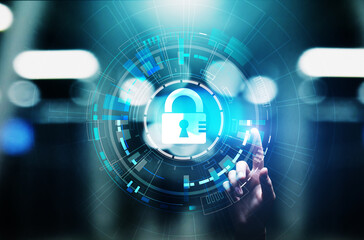 Cyber security, Information privacy, Data protection. Internet and technology concept on virtual screen.