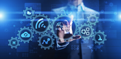 Smart industry 4.0, automation and optimisation concept on virtual. Business and modern technology concept.